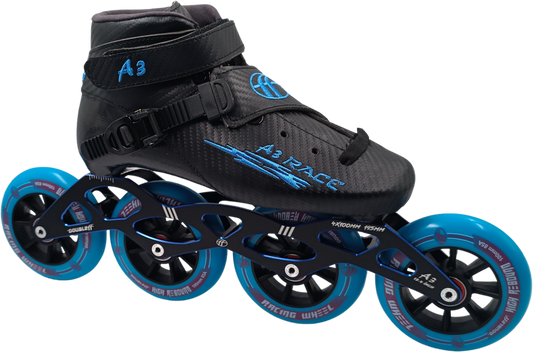 DoubleFF A3 Race package black/blue inline speed skate - main view
